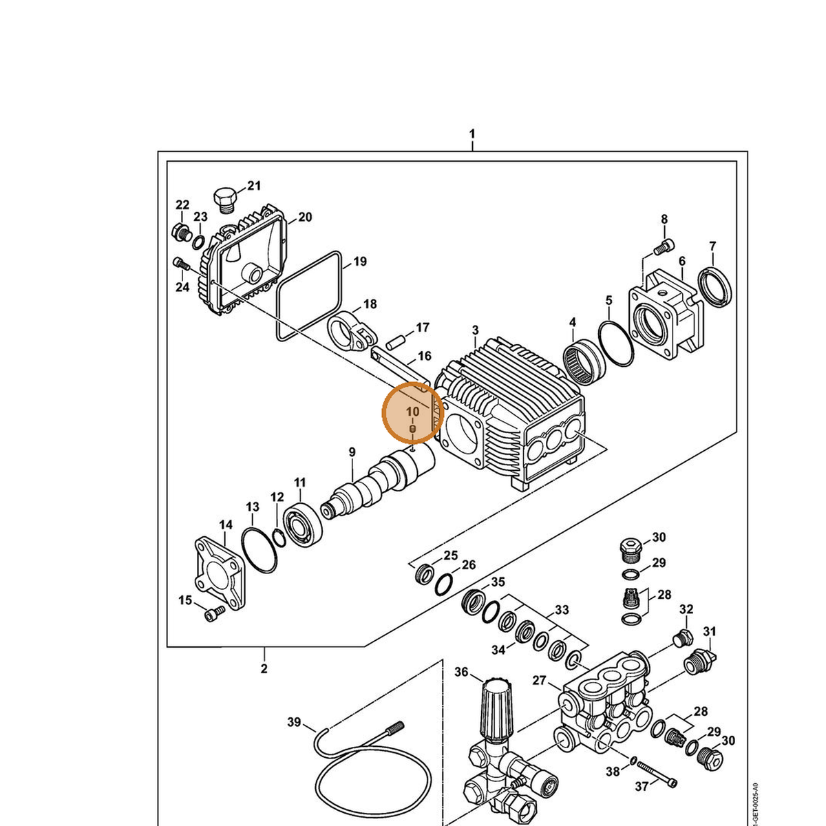 STIHL part 9133-021-1550 — IPL diagram snippet (6x zoom, amber highlight)
