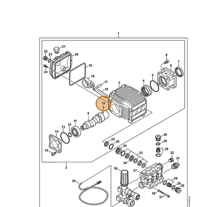 STIHL part 9133-021-1550 — IPL diagram snippet (6x zoom, amber highlight)