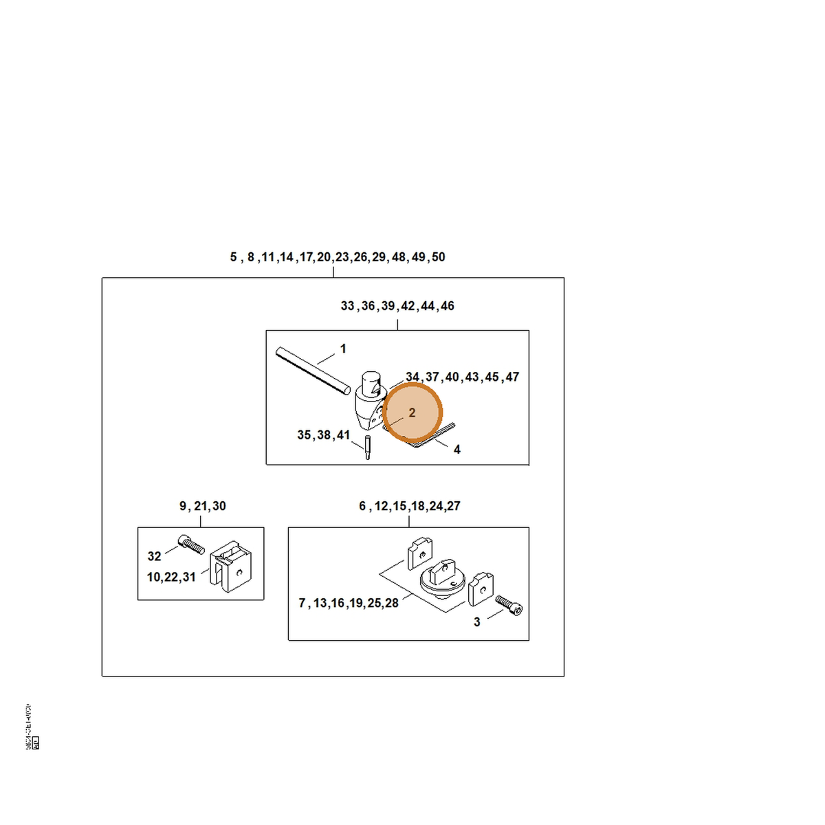 STIHL part 9133-381-0610 — IPL diagram snippet (6x zoom, amber highlight)
