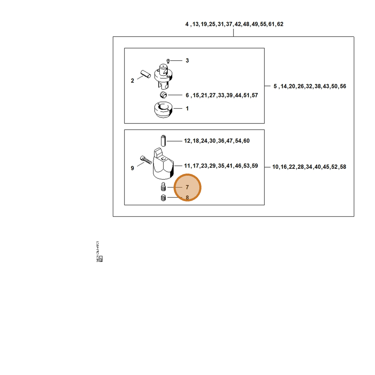 STIHL part 9135-381-1770 — IPL diagram snippet (6x zoom, amber highlight)