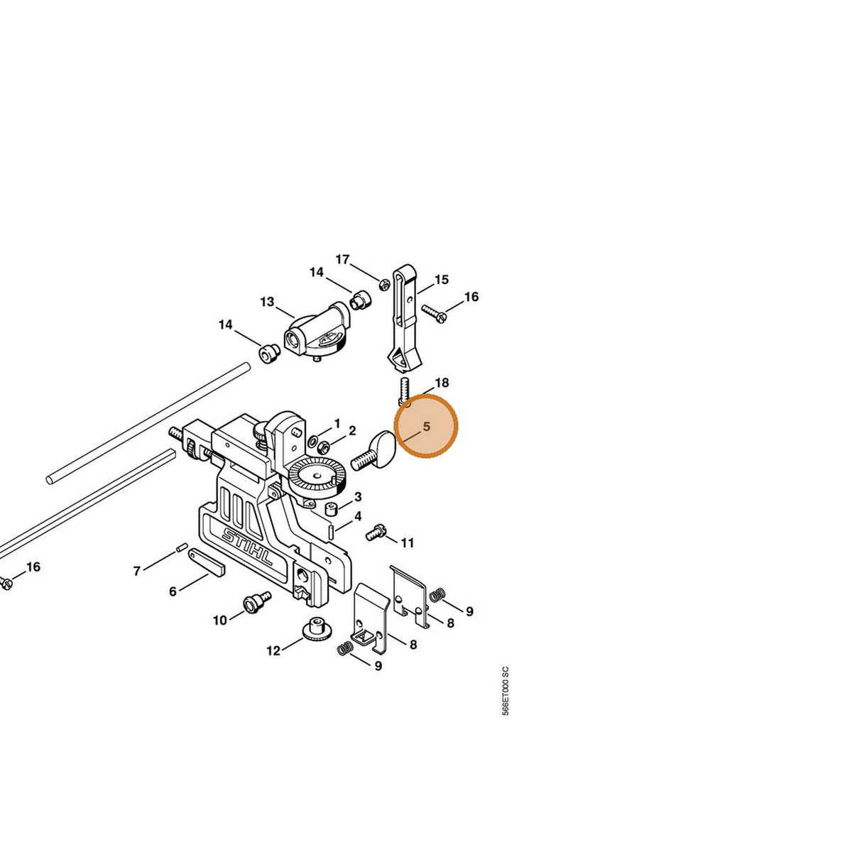 STIHL part 9157-691-1785 — IPL diagram snippet (6x zoom, amber highlight)