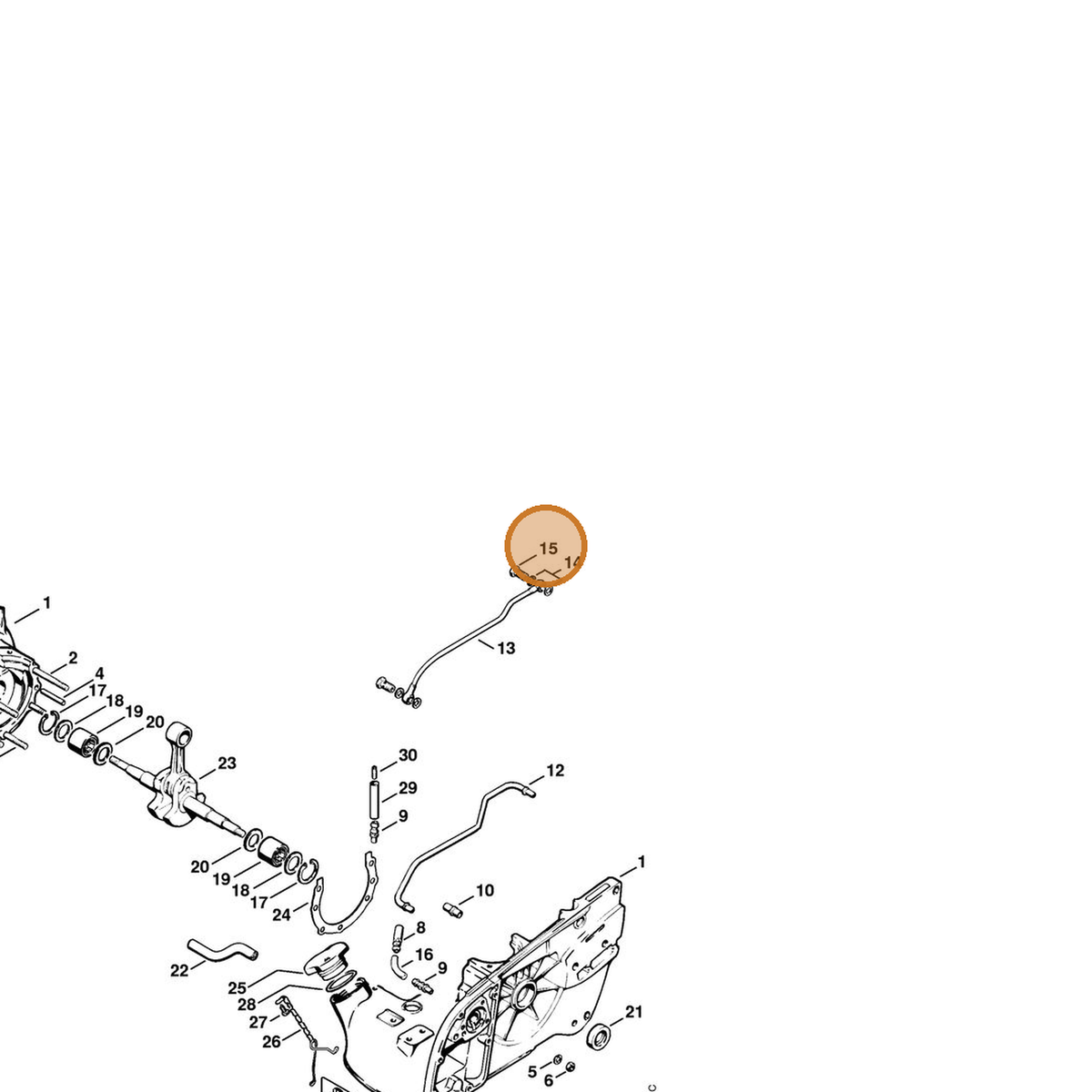 STIHL part 9170-794-0230 — IPL diagram snippet (6x zoom, amber highlight)