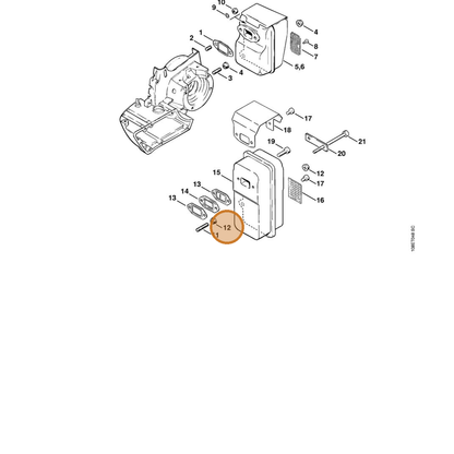 STIHL part 9206-160-0900 — IPL diagram snippet (6x zoom, amber highlight)