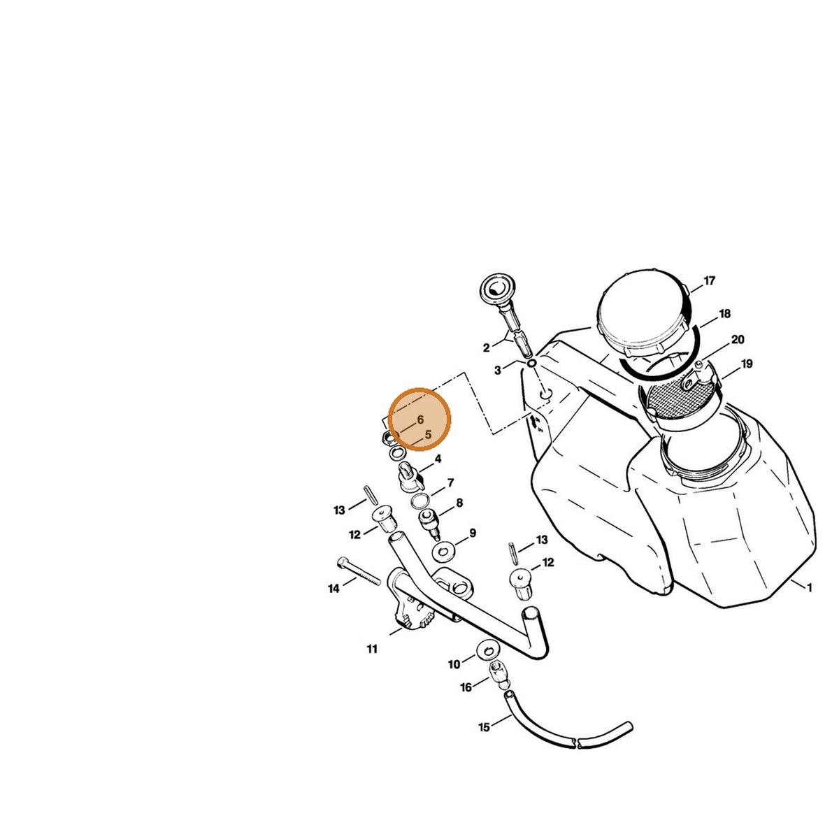 STIHL part 9208-260-1660 — IPL diagram snippet (6x zoom, amber highlight)