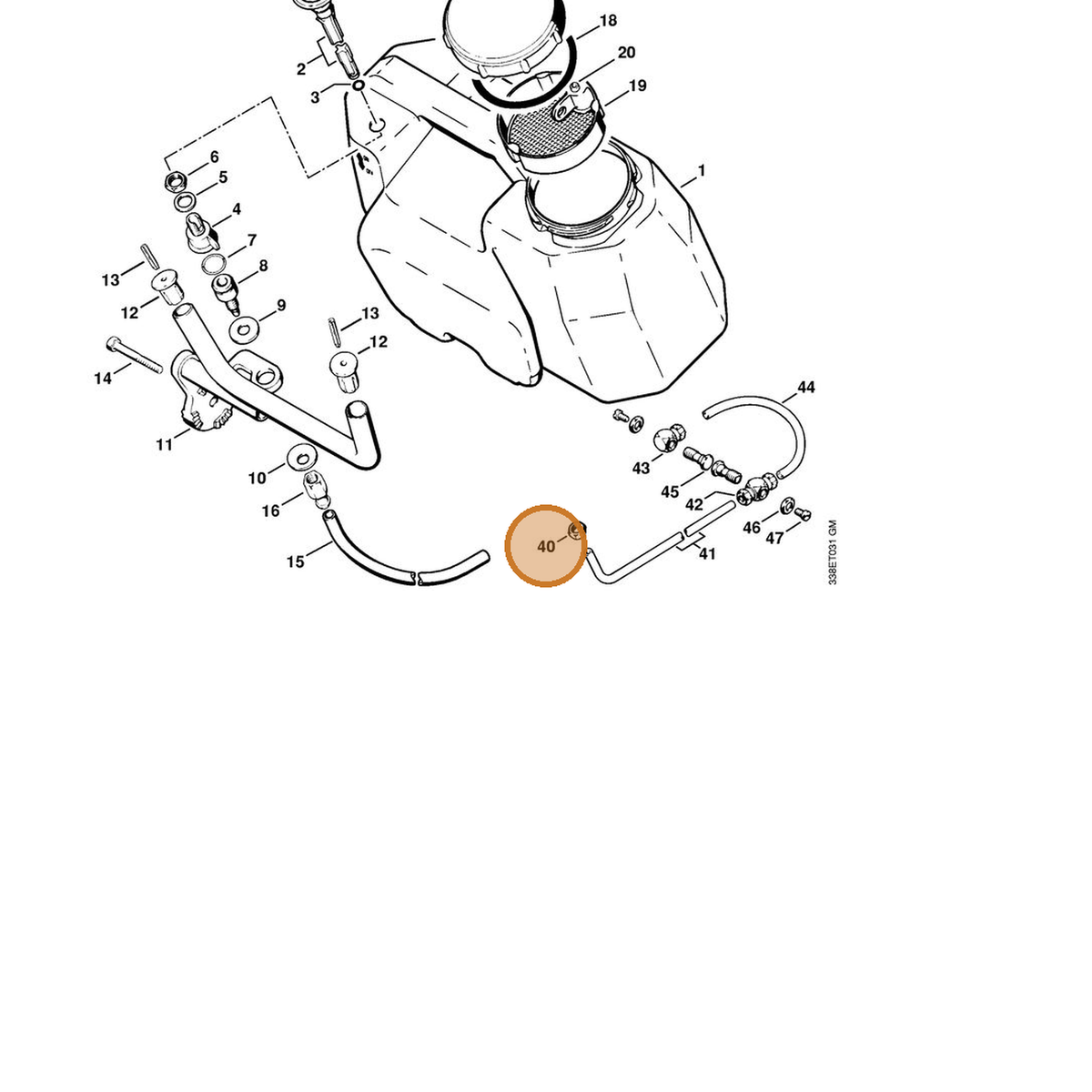 STIHL part 9210-260-1300 — IPL diagram snippet (6x zoom, amber highlight)