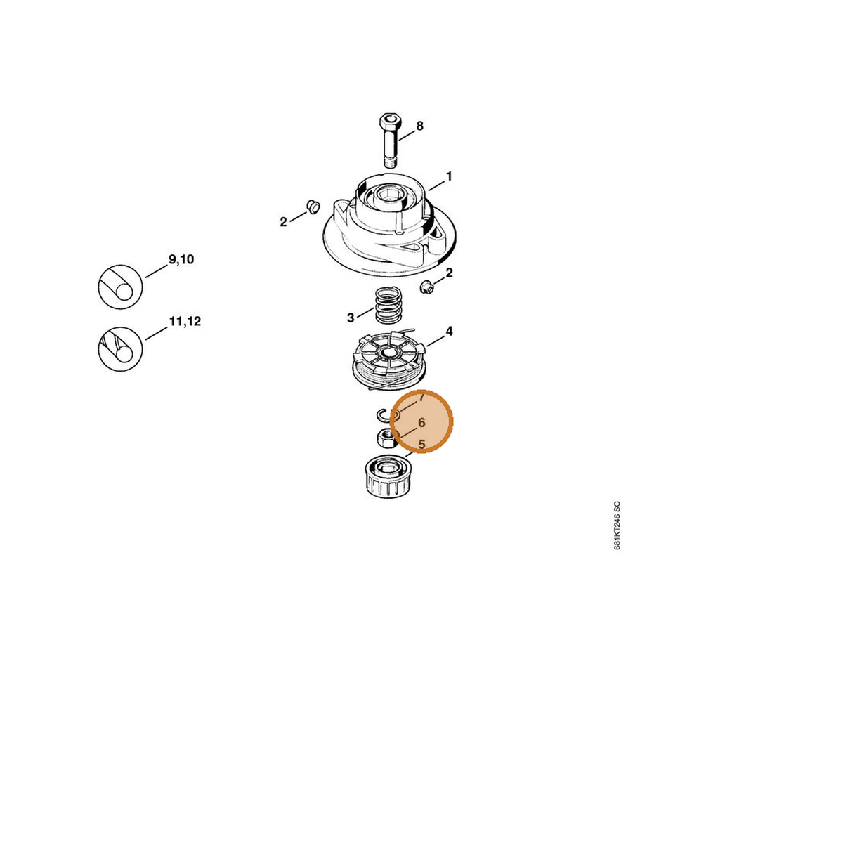 STIHL part 9210-260-1410 — IPL diagram snippet (6x zoom, amber highlight)