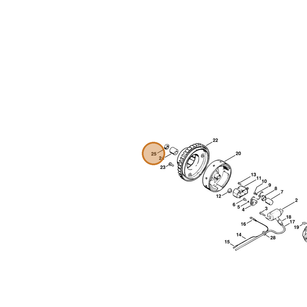 STIHL part 9210-261-1340 — IPL diagram snippet (6x zoom, amber highlight)
