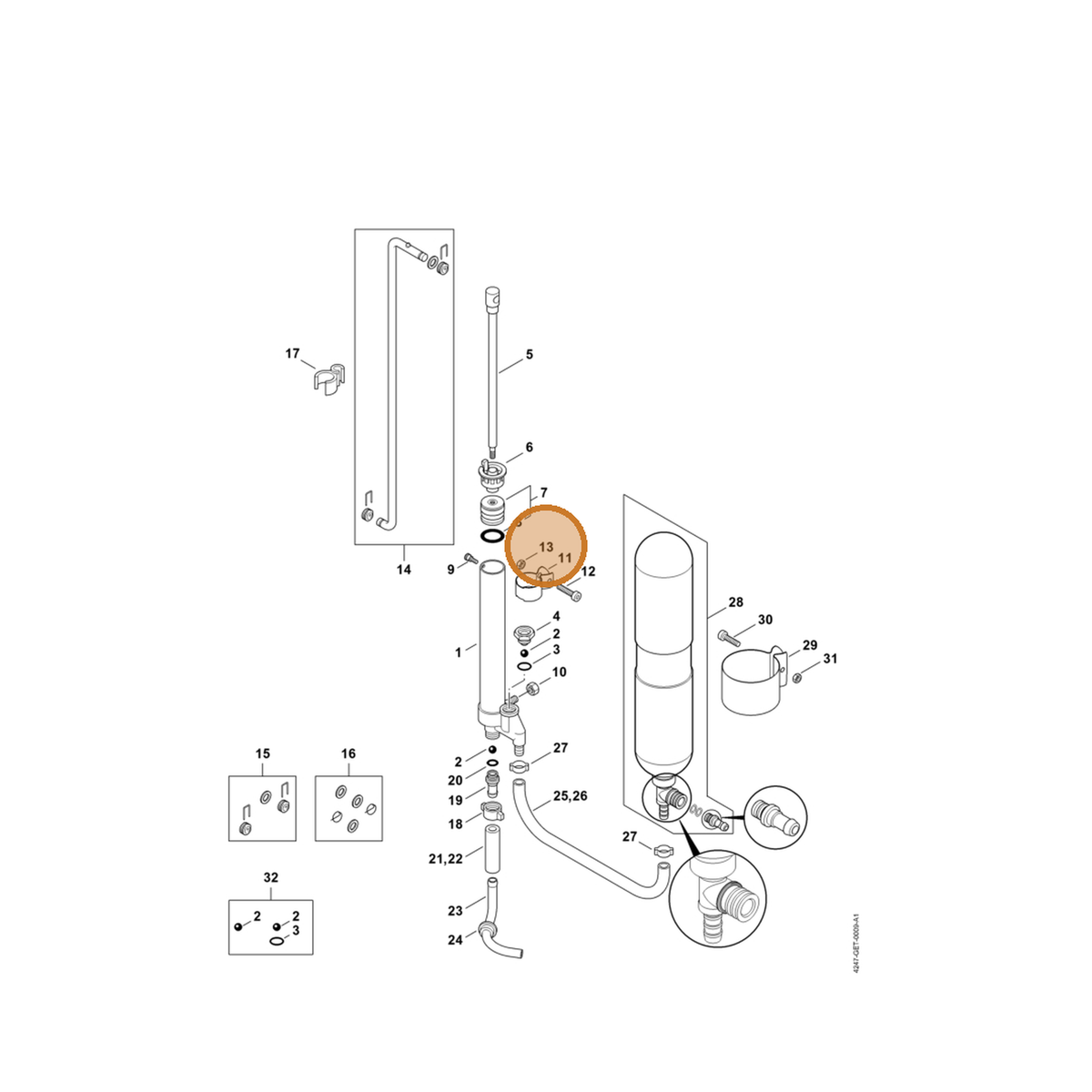 STIHL part 9210-262-0900 — IPL diagram snippet (6x zoom, amber highlight)