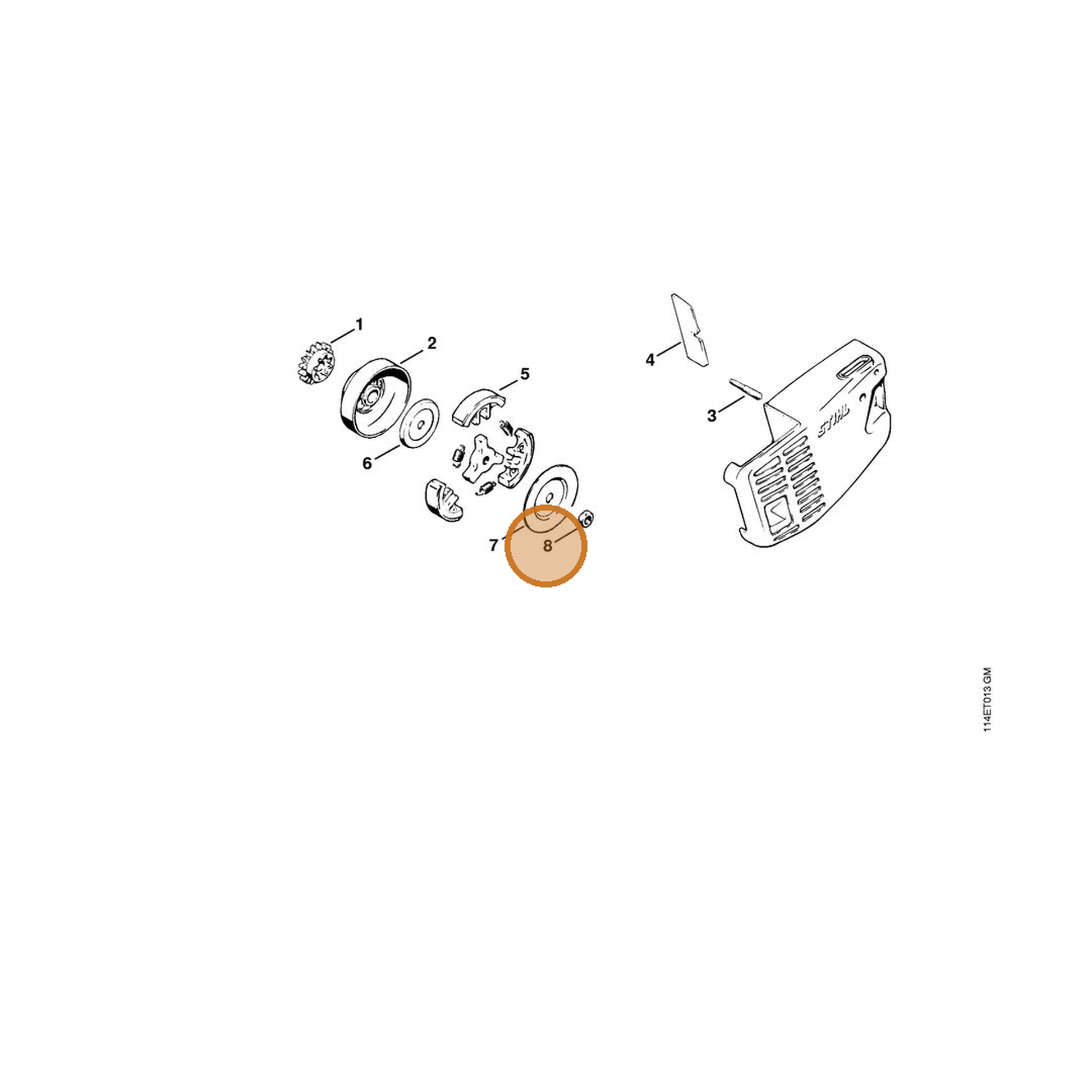 STIHL part 9211-260-1150 — IPL diagram snippet (6x zoom, amber highlight)