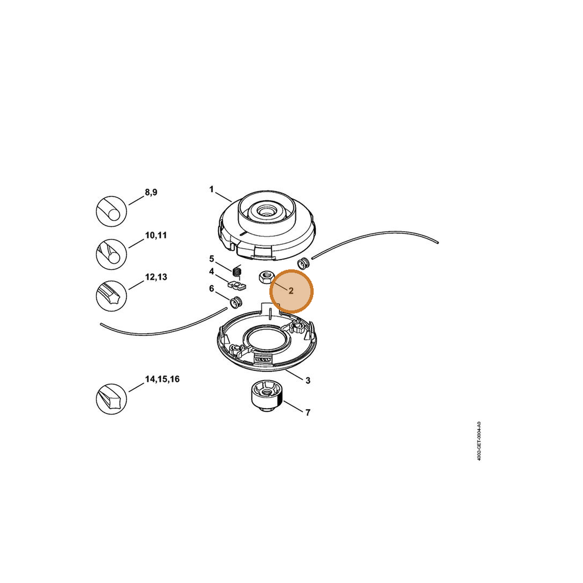 STIHL part 9211-260-1350 — IPL diagram snippet (6x zoom, amber highlight)