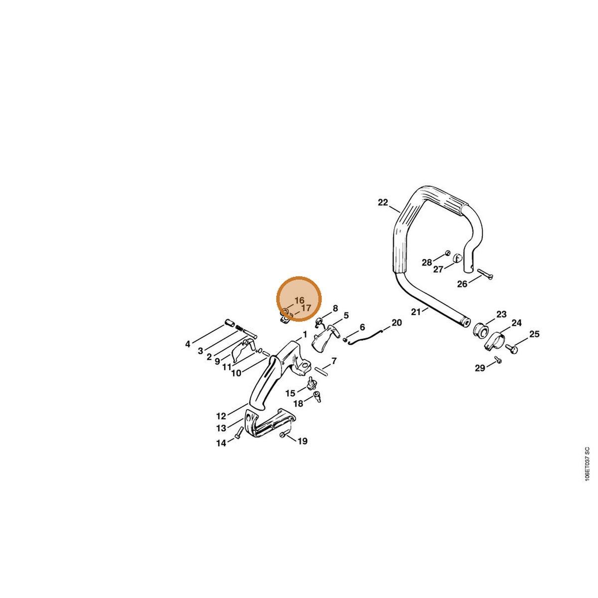 STIHL part 9211-260-1430 — IPL diagram snippet (6x zoom, amber highlight)