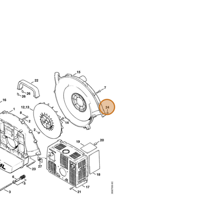 STIHL part 9212-421-0700 — IPL diagram snippet (6x zoom, amber highlight)