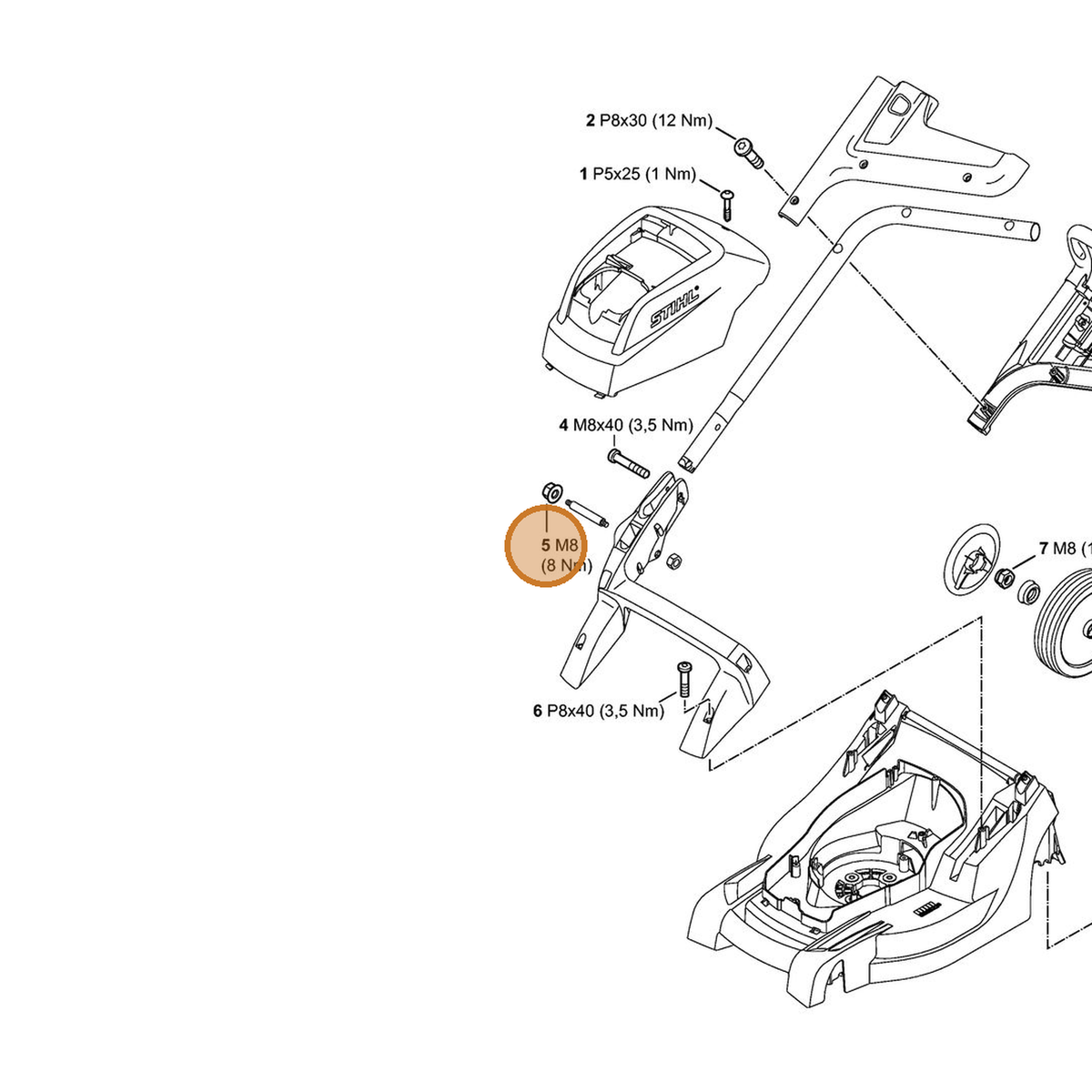 STIHL part 9216-261-1100 — IPL diagram snippet (6x zoom, amber highlight)