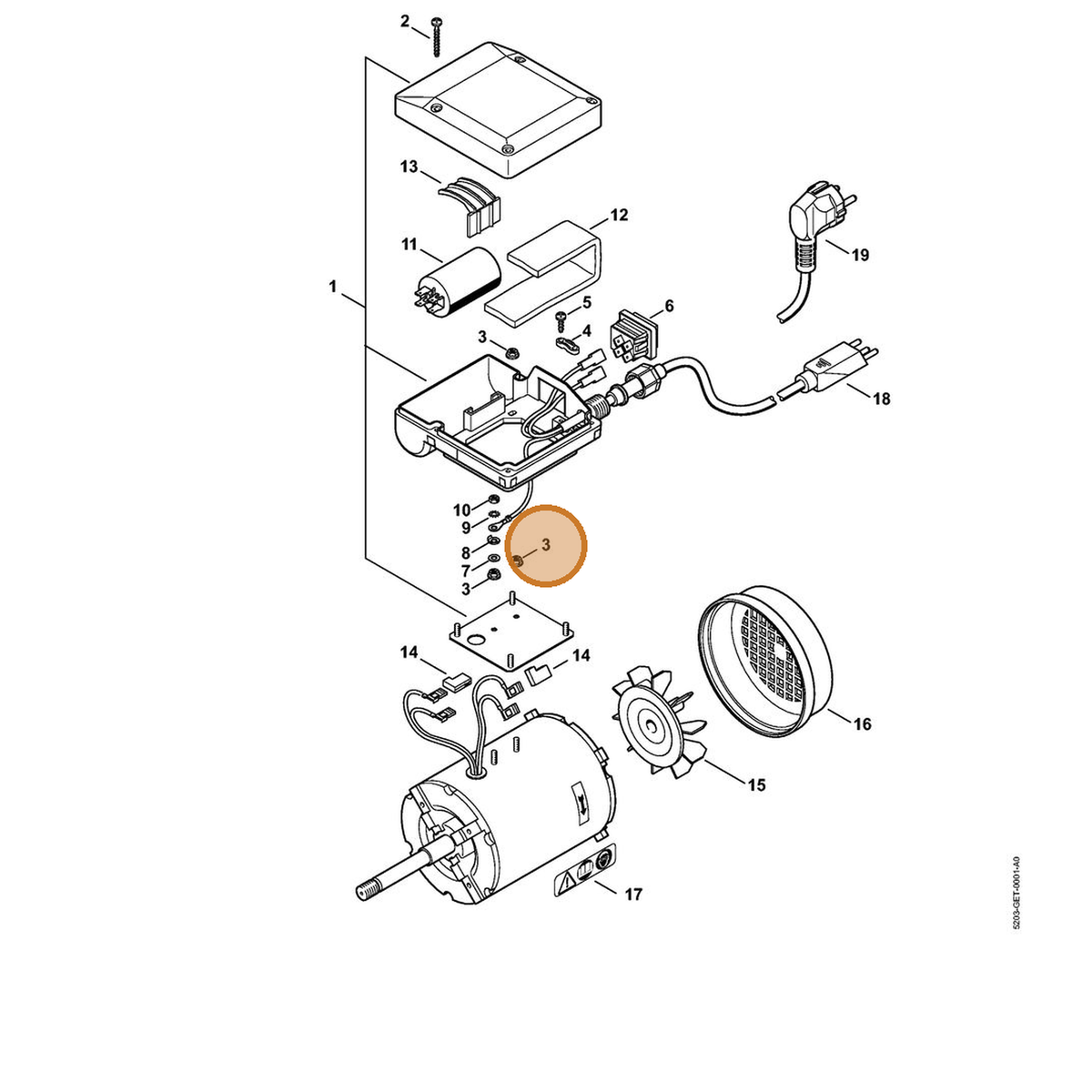 STIHL part 9220-260-0600 — IPL diagram snippet (6x zoom, amber highlight)