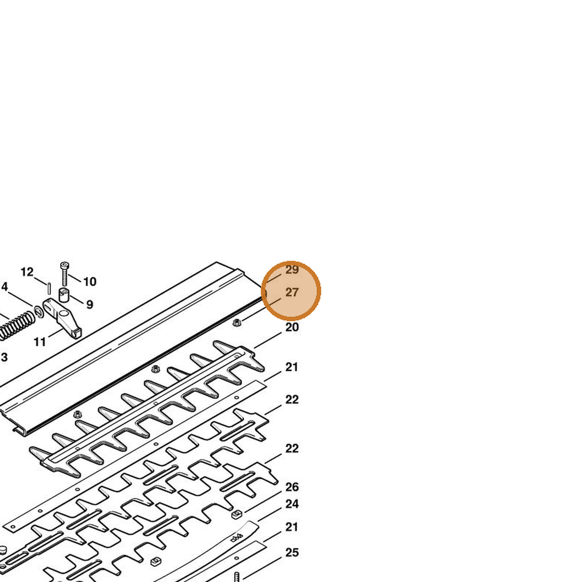 STIHL part 9220-260-0701 — IPL diagram snippet (6x zoom, amber highlight)