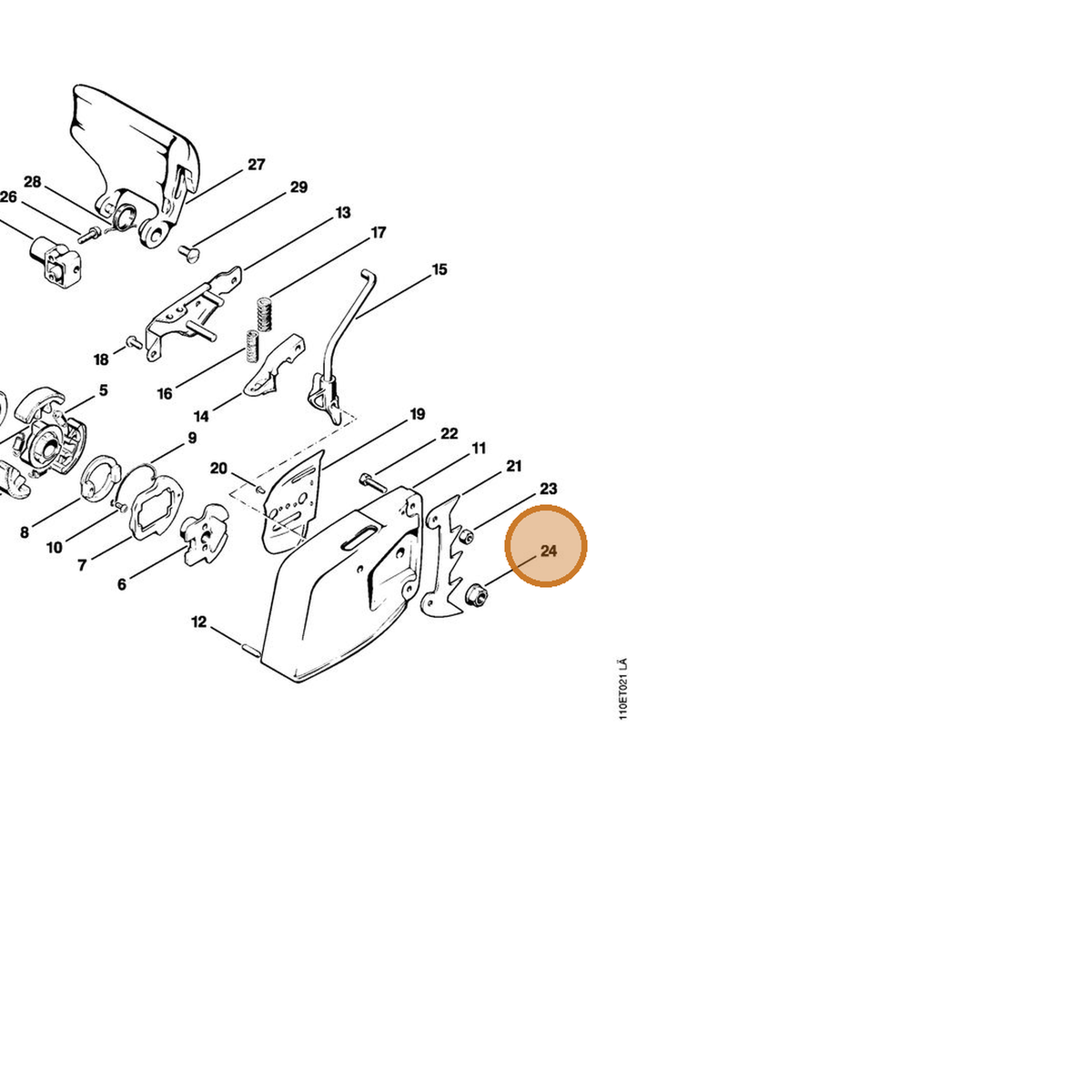 STIHL part 9220-260-1100 — IPL diagram snippet (6x zoom, amber highlight)