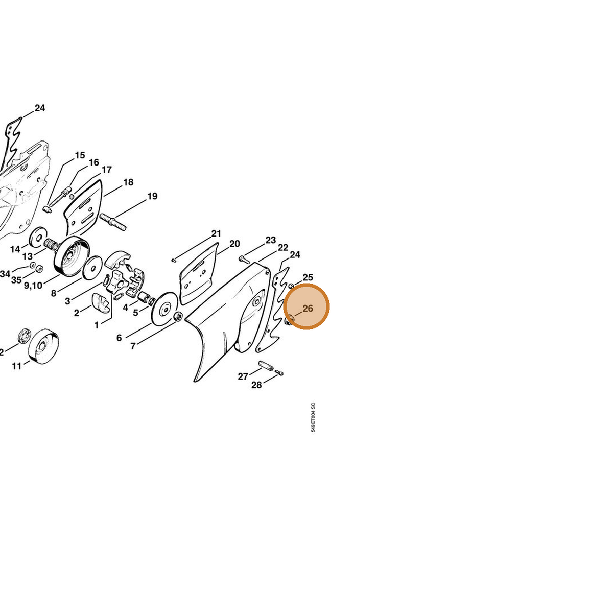 STIHL part 9220-260-1300 — IPL diagram snippet (6x zoom, amber highlight)