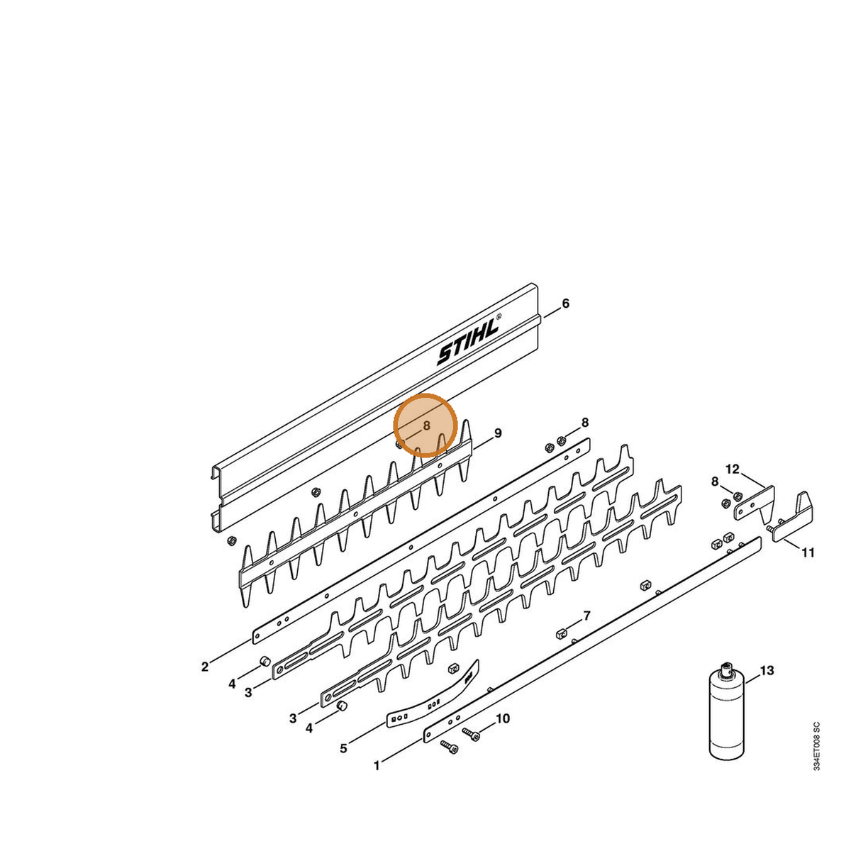 STIHL part 9220-263-0702 — IPL diagram snippet (6x zoom, amber highlight)