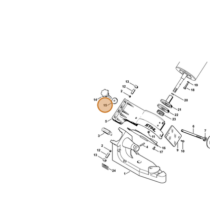 STIHL part 9228-216-1100 — IPL diagram snippet (6x zoom, amber highlight)