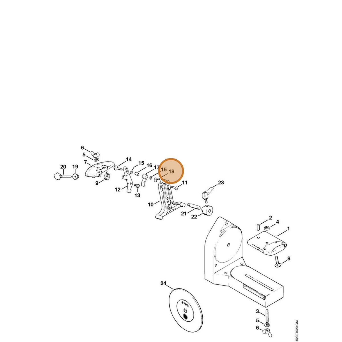 STIHL part 9245-691-0700 — IPL diagram snippet (6x zoom, amber highlight)