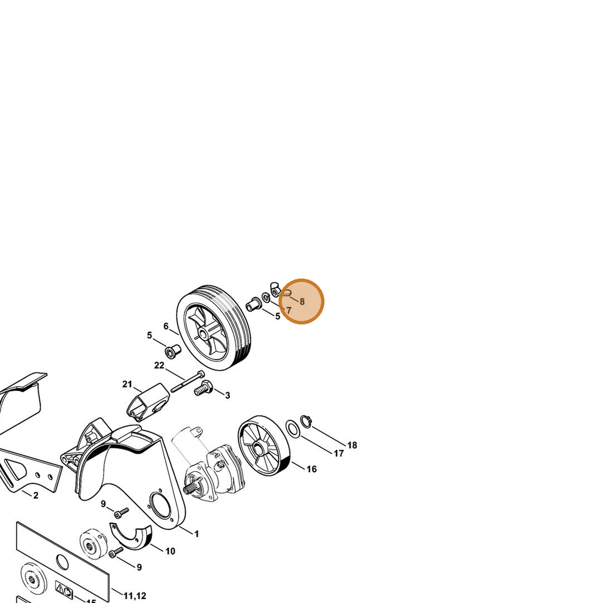 STIHL part 9245-691-1100 — IPL diagram snippet (6x zoom, amber highlight)