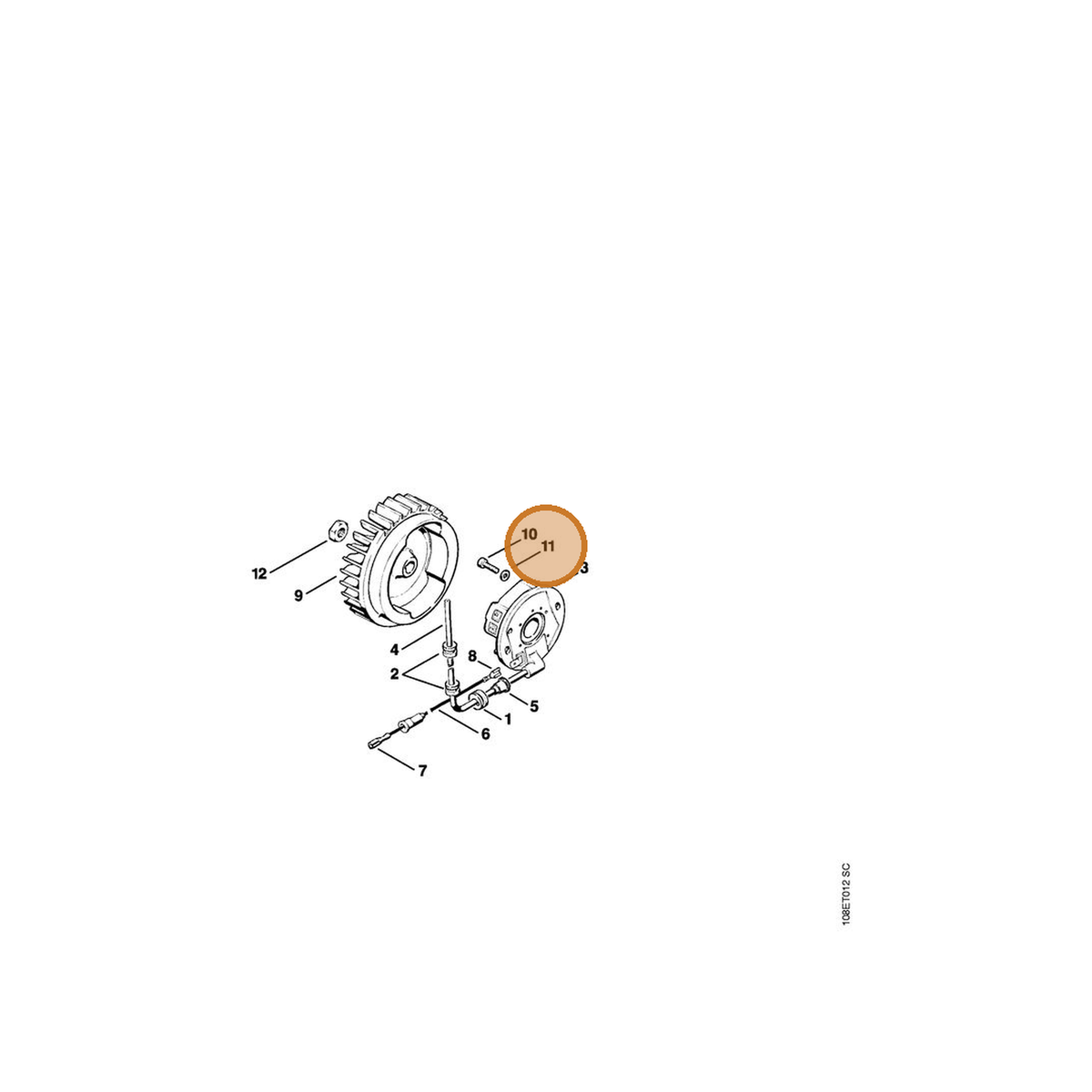 STIHL part 9291-021-0100 — IPL diagram snippet (6x zoom, amber highlight)
