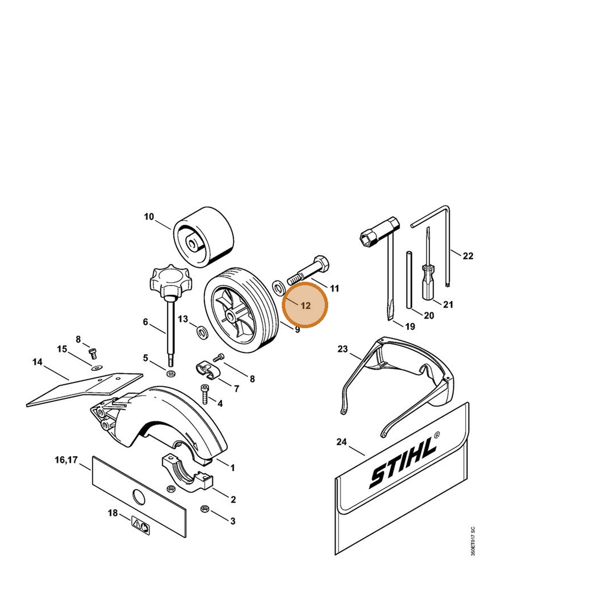 STIHL part 9291-021-0220 — IPL diagram snippet (6x zoom, amber highlight)