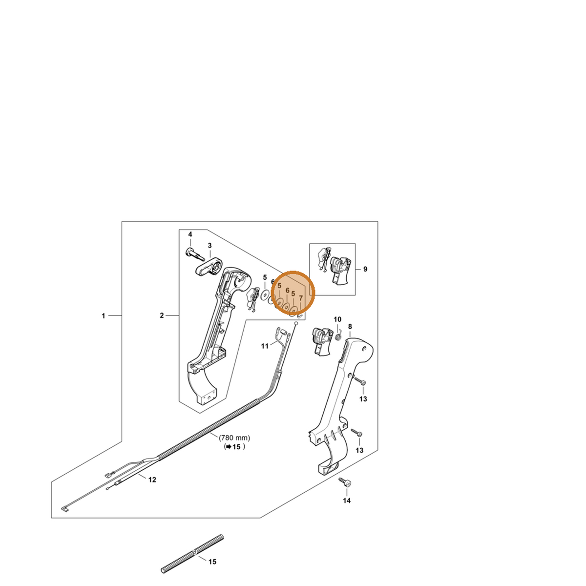 STIHL part 9291-021-3863 — IPL diagram snippet (6x zoom, amber highlight)