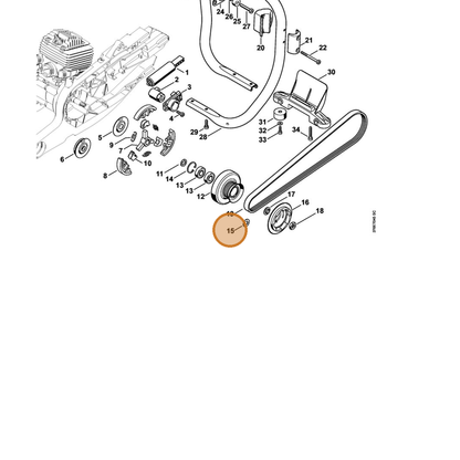 STIHL part 9291-021-3870 — IPL diagram snippet (6x zoom, amber highlight)
