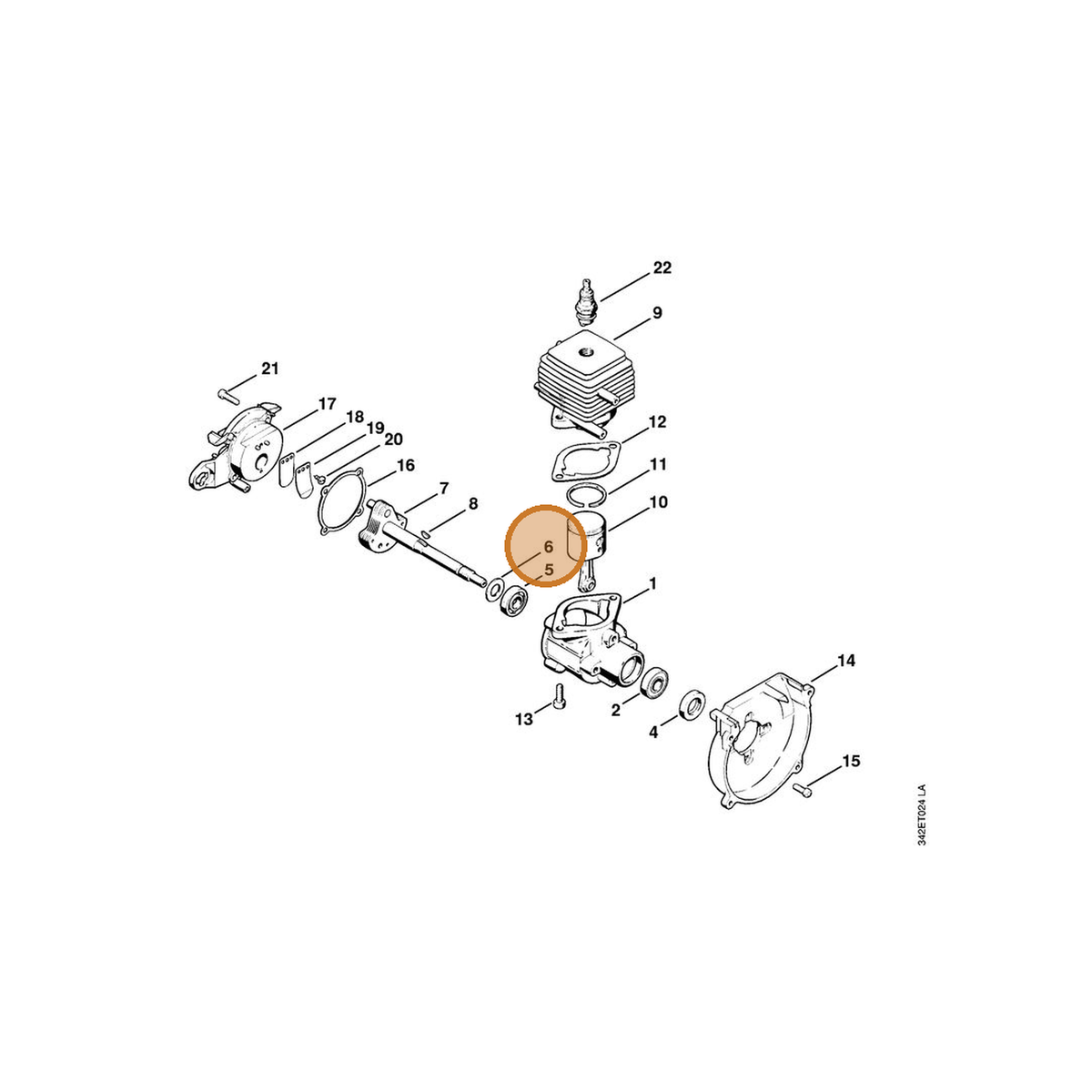 STIHL part 9291-021-3932 — IPL diagram snippet (6x zoom, amber highlight)