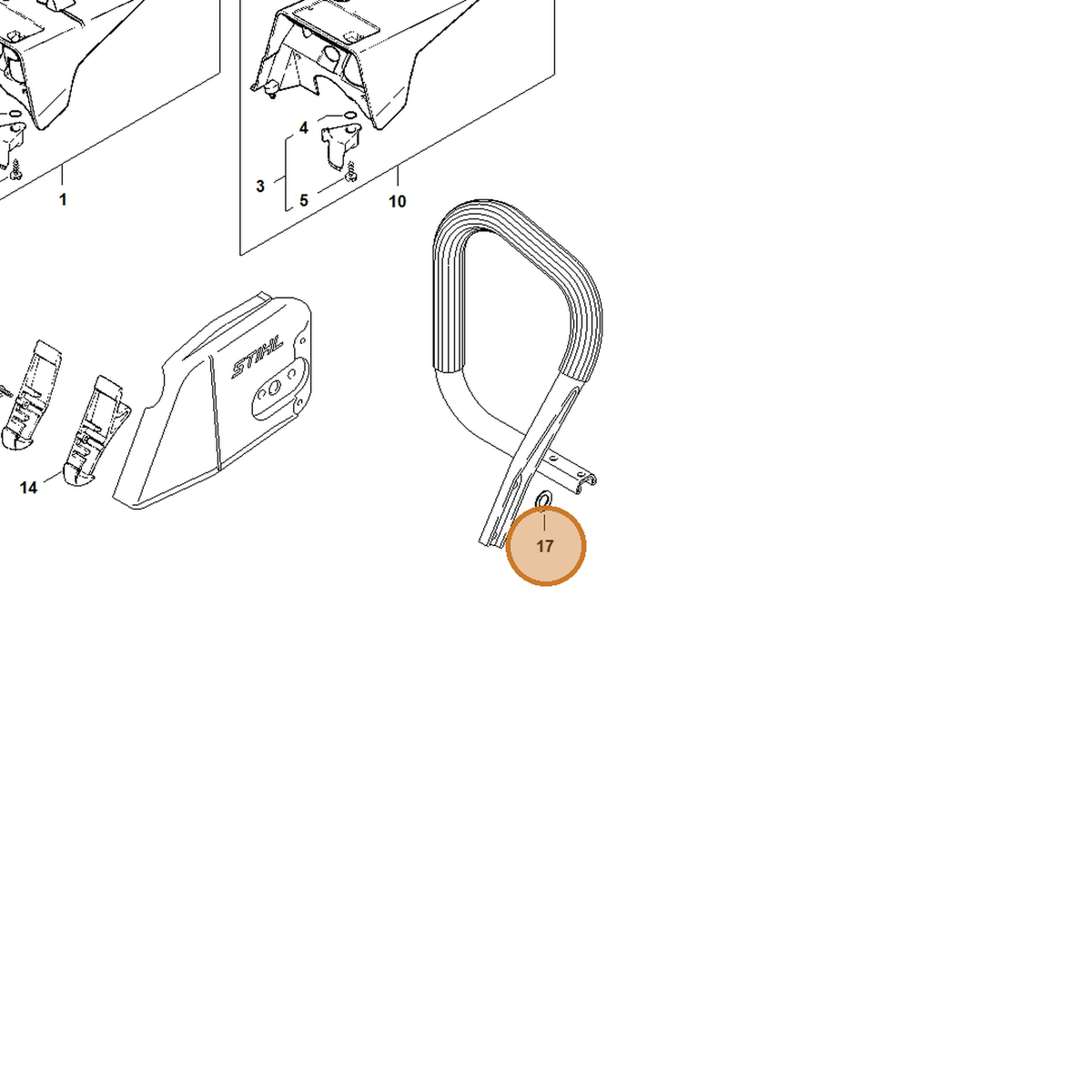 STIHL part 9294-021-0140 — IPL diagram snippet (6x zoom, amber highlight)