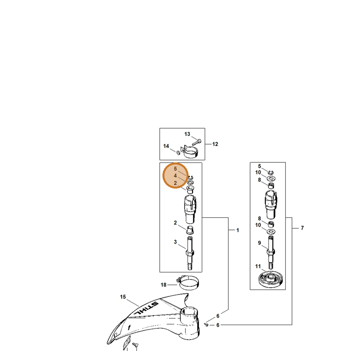 STIHL part 9296-021-1612 — IPL diagram snippet (6x zoom, amber highlight)