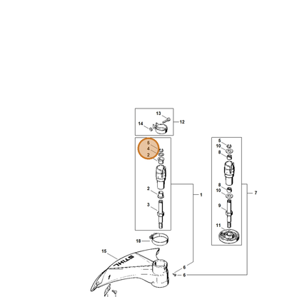 STIHL part 9296-021-1612 — IPL diagram snippet (6x zoom, amber highlight)