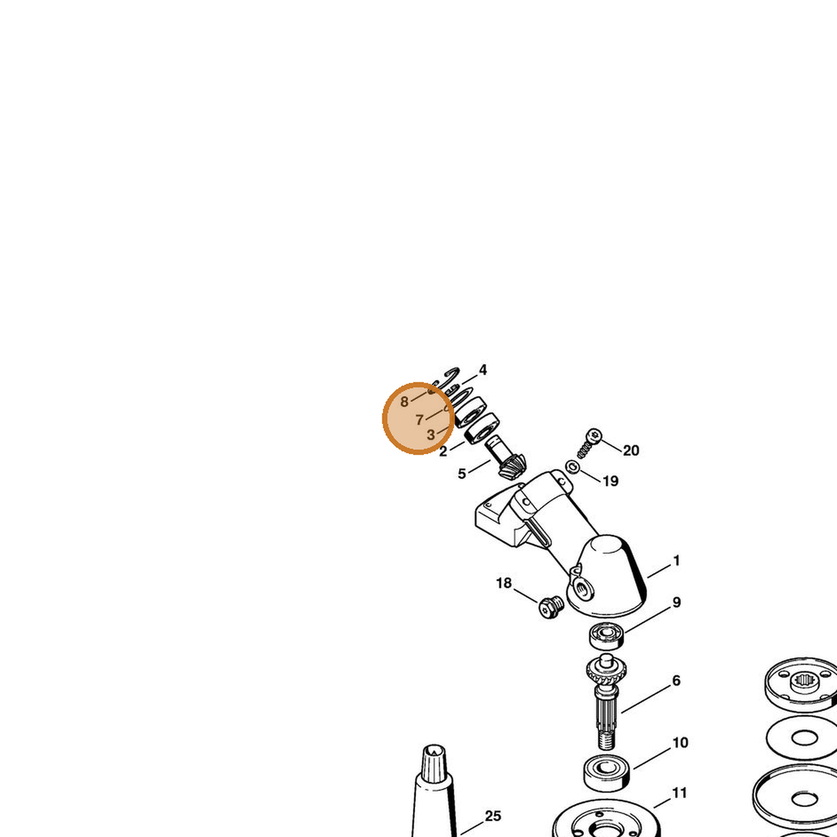 STIHL part 9296-021-1687 — IPL diagram snippet (6x zoom, amber highlight)