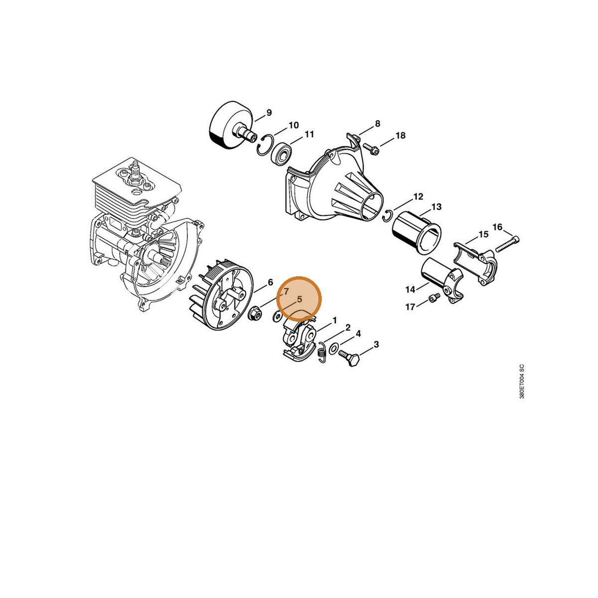 STIHL part 9298-003-3865 — IPL diagram snippet (6x zoom, amber highlight)