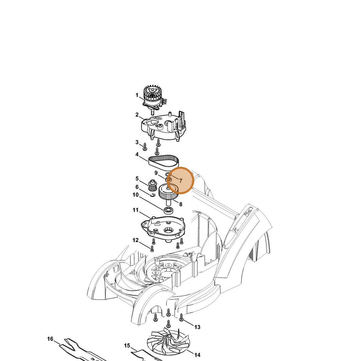 STIHL part 9298-021-3935 — IPL diagram snippet (6x zoom, amber highlight)
