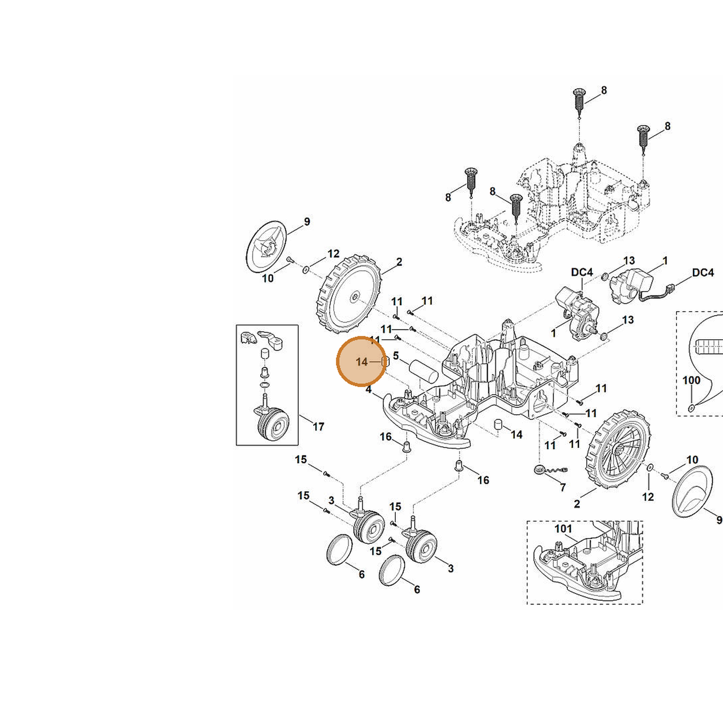STIHL part 9302-929-4540 — IPL diagram snippet (6x zoom, amber highlight)