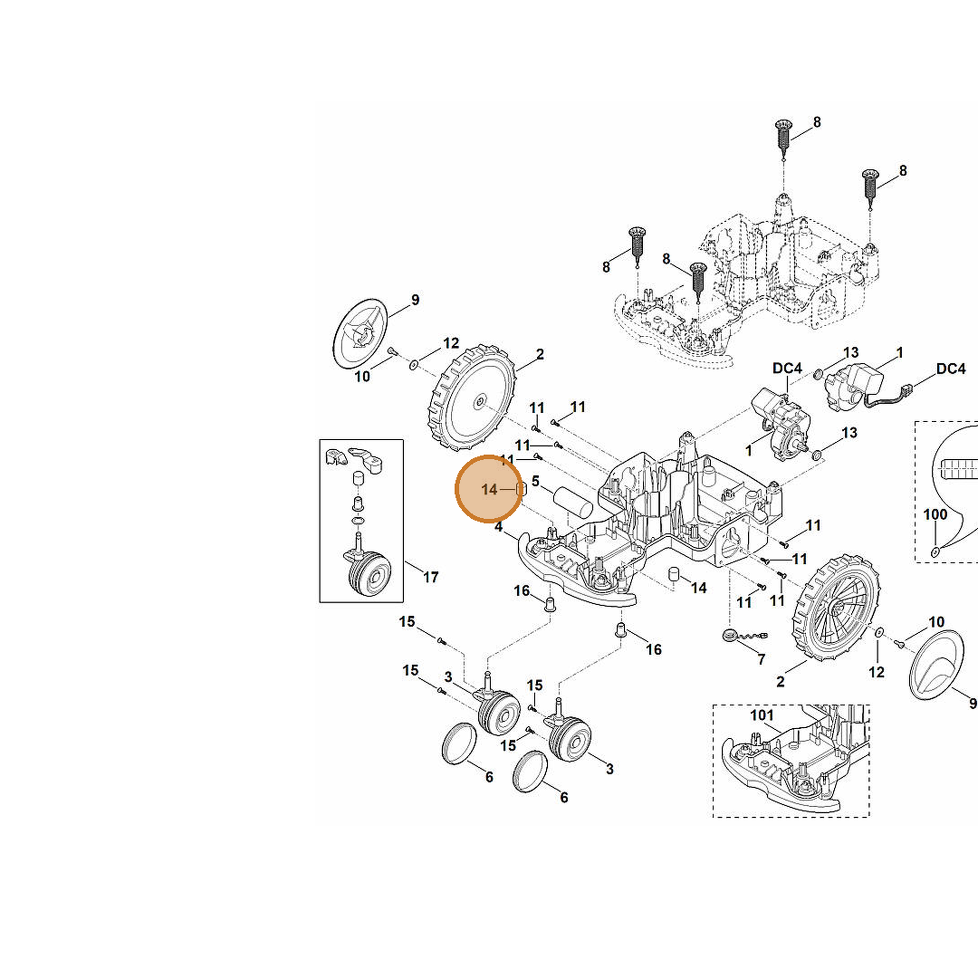 STIHL part 9302-929-4540 — IPL diagram snippet (6x zoom, amber highlight)