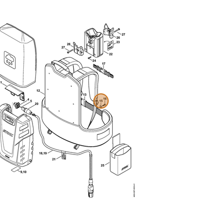 STIHL part 9307-010-0140 — IPL diagram snippet (6x zoom, amber highlight)