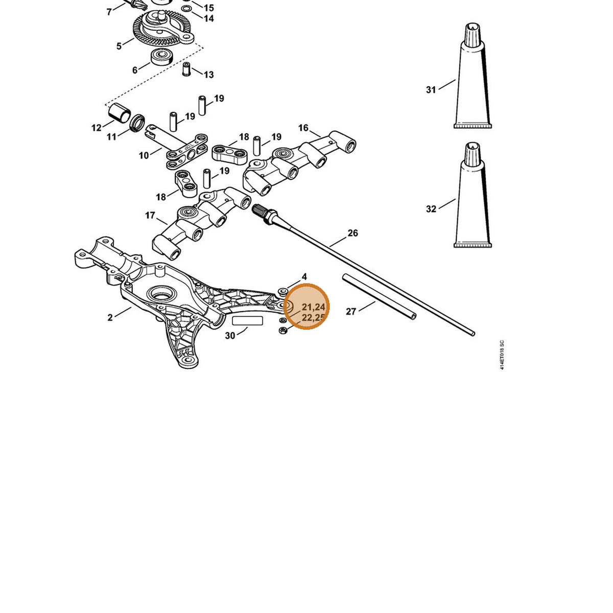 STIHL part 9307-021-0140 — IPL diagram snippet (6x zoom, amber highlight)
