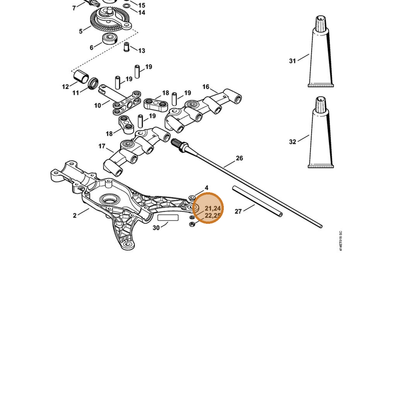 STIHL part 9307-021-0140 — IPL diagram snippet (6x zoom, amber highlight)
