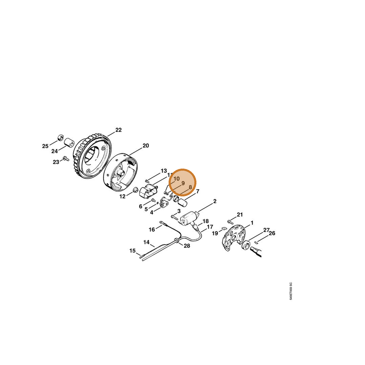 STIHL part 9321-630-0080 — IPL diagram snippet (6x zoom, amber highlight)