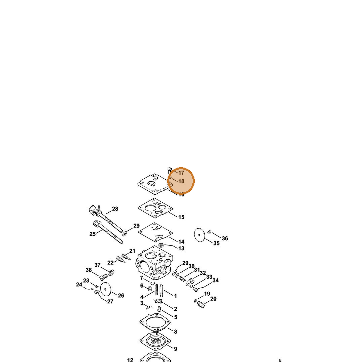 STIHL part 9321-630-0100 — IPL diagram snippet (6x zoom, amber highlight)
