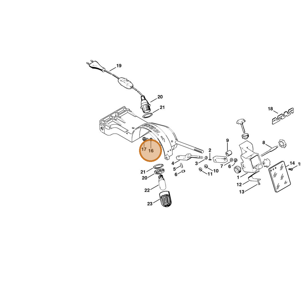 STIHL part 9328-630-0140 — IPL diagram snippet (6x zoom, amber highlight)