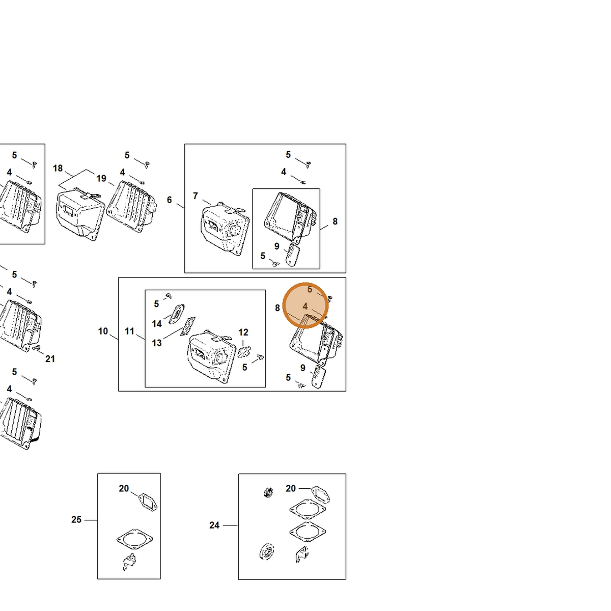 STIHL part 9330-630-0100 — IPL diagram snippet (6x zoom, amber highlight)