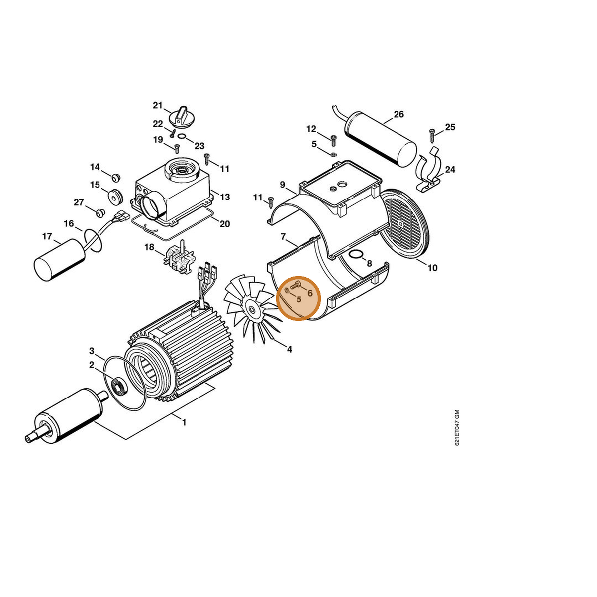 STIHL part 9330-630-0120 — IPL diagram snippet (6x zoom, amber highlight)
