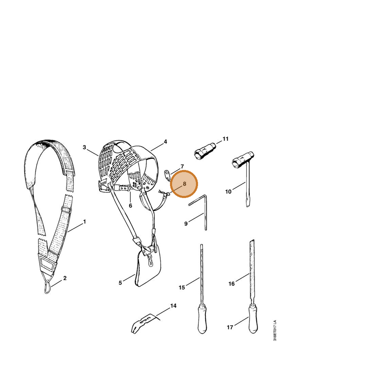 STIHL part 9340-003-0300 — IPL diagram snippet (6x zoom, amber highlight)