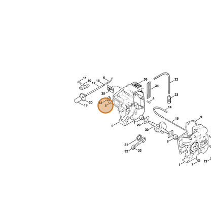STIHL part 9371-470-2570 — IPL diagram snippet (6x zoom, amber highlight)