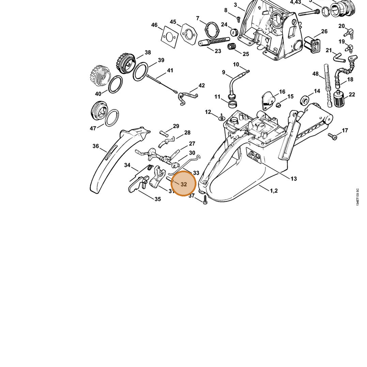 STIHL part 9371-470-2600 — IPL diagram snippet (6x zoom, amber highlight)