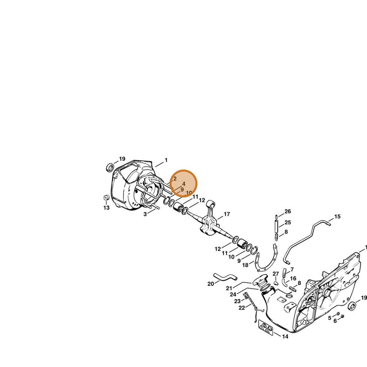 STIHL part 9371-470-3220 — IPL diagram snippet (6x zoom, amber highlight)